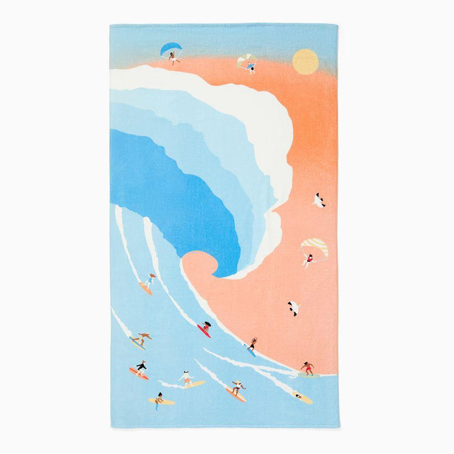 Surf Scene Beach Towel, 40x70, Multi