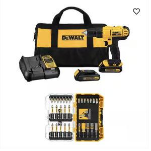20V MAX Lithium-Ion Cordless 1/2 in. Drill/Driver and 1/4 in. Bit Set (30-Piece) with (2) 1.3Ah Batteries, Charger & Bag
