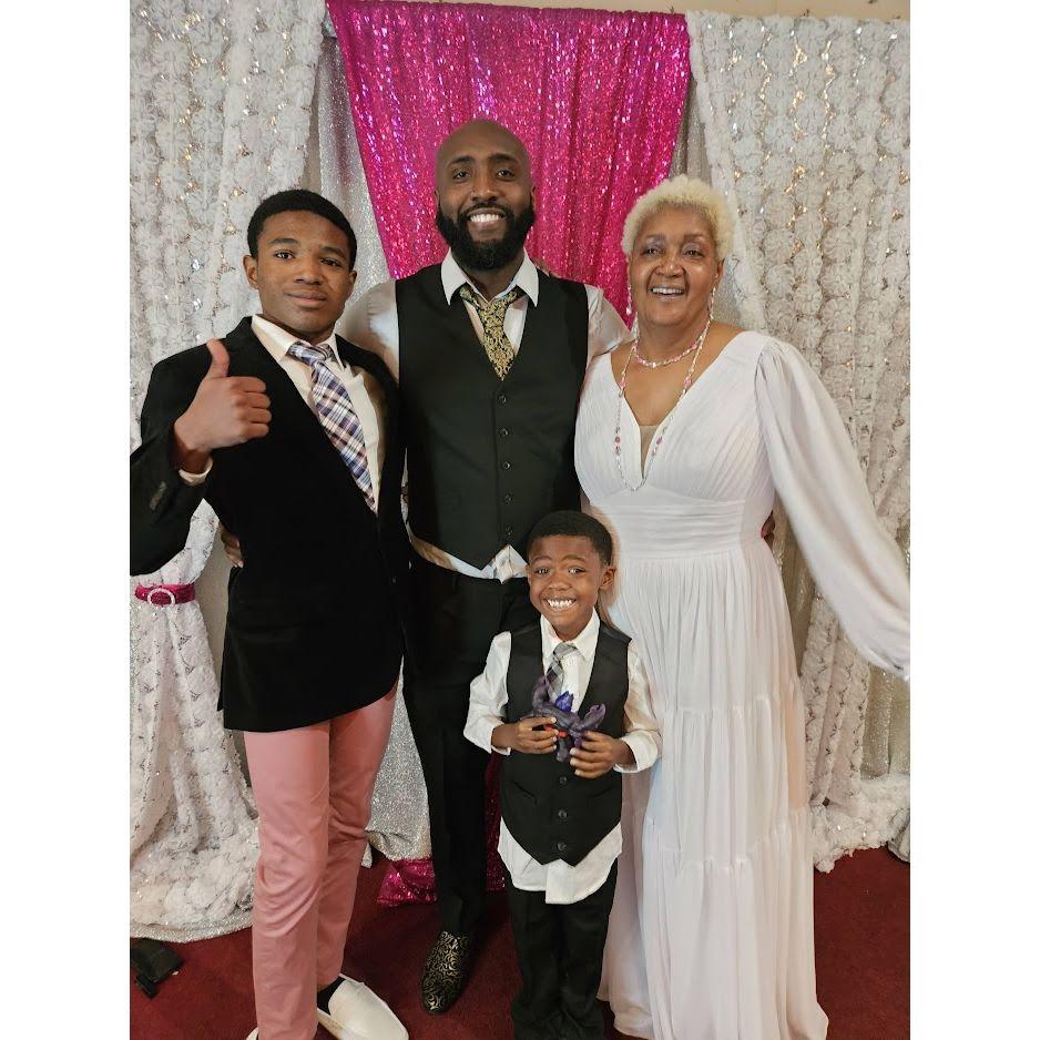 Calvin, the boys, & Rita at Rita's birthday party - April 2023