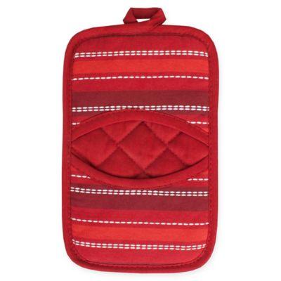KitchenSmart® Colors Multi Stripe Pocket Pot Mitt in Mineral Grey/Caviar