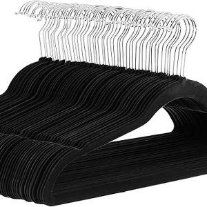 Amazon Basics Slim Velvet, Non-Slip Suit Clothes Hangers, Pack of 100, Black