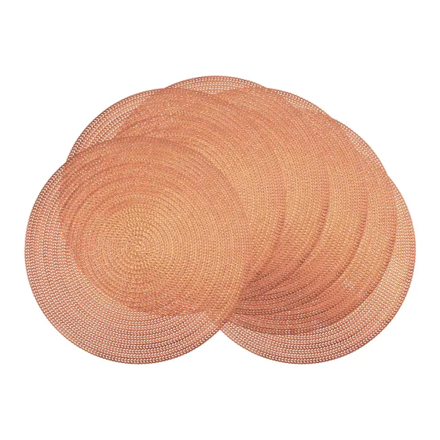 REGALWOVEN Round Placemats Set of 6 Hollow Design Placemats for Dining Table Decor Washable Kitchen Table Mat Bronze