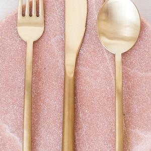 Three Piece Gold Flatware Set: Due