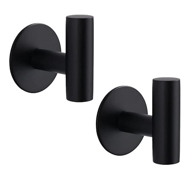 Adhesive Hooks Heavy Duty Wall Hooks Yandls Stainless Steel Waterproof Shower Hooks, Adhesive Holders Coat Hooks for Hanging, Wall Mounted Towel Hooks for Bathroom Kitchen - 2 Pack