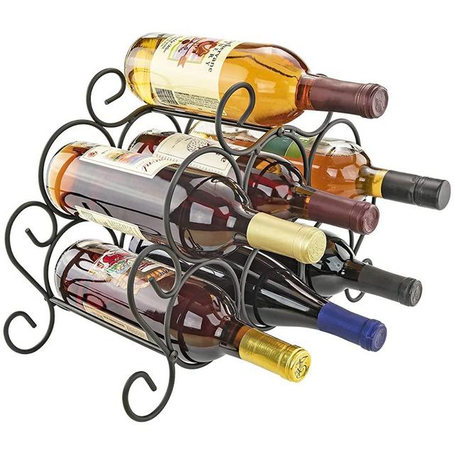Southern Homewares 7-Bottle Minuet Free Standing Wine Rack w/Scroll Design for Kitchen Organization of Wine Spirit Bottles - ‎SH-10048