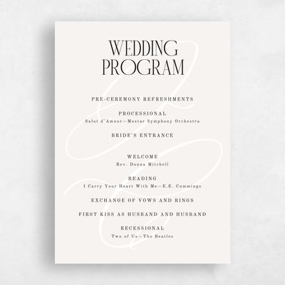 Light Oatmeal, Beige Wedding Program - Ferrara