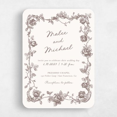 Beige Rounded Wedding Invitation - Spina Portrait