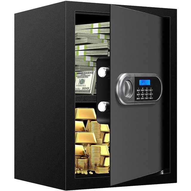 2.5 Cu ft Large Home Safe Fireproof Waterproof, Digital Security Safe Box with Combination Lock and Removable Shelf, Fireproof Document Safe for Home Money Firearm Medicines (50MD-6)
