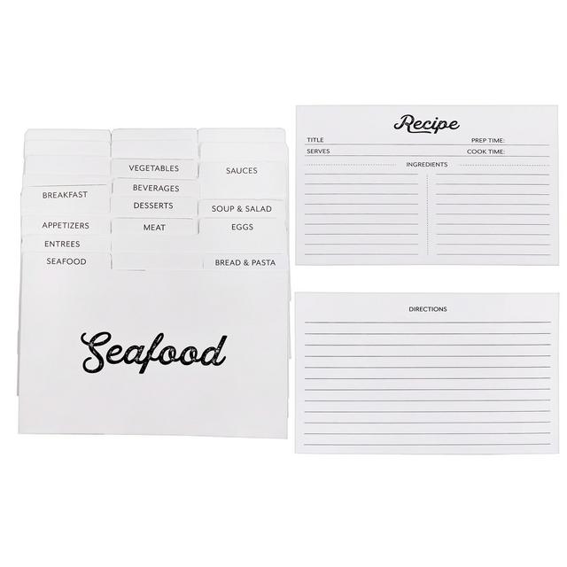 AuldHome Farmhouse Recipe Card Set; 100 Cards w/ 18 Dividers, Fits 4x6 Recipe Boxes, Double-Sided Modern Farmhouse Style