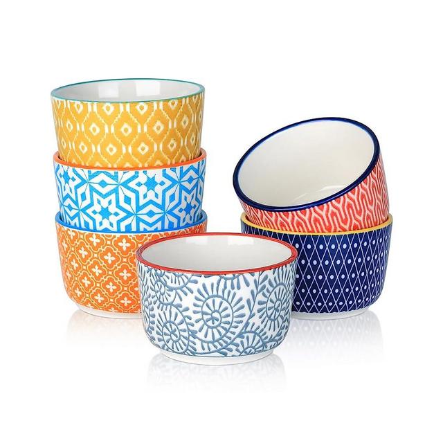 Selamica Ceramic 6 Oz Ramekins Oven Safe, Creme Brulee Ramekins, Souffle Dishes Custard Cups for Baking, Mini Bowls for Pudding Dip Ice Cream, Set of 6, Assorted Colors