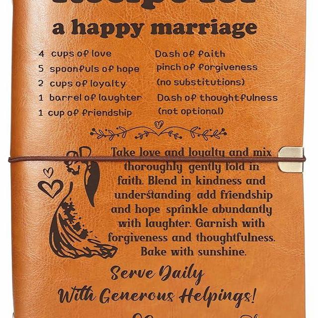 ZVMIS Wedding Gift for Bride Groom Couple Wife Husband-Marriage Anniversary-Newlywed Gift-Bridal Shower Gift-Removable Recipe Notebook-Blank Recipe Book-Binder Cookbook-Recipe for a Happy Marriage