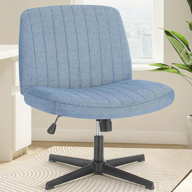 OLIXIS Criss Cross Chair, Cross Legged Office Chair Wide Armless Desk Chair No Wheels, Adjustable Swivel Comfy Home Office Vanity Desk Chair