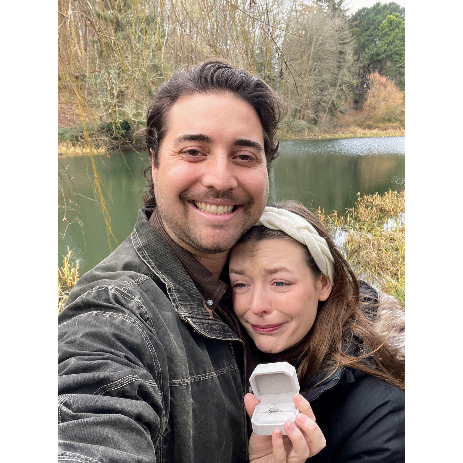 Jack surprised Hadley by popping the question on a Christmas Day walk in Phoenix Park! Contrary to how it looks, Hadley was overjoyed. (December 2023)