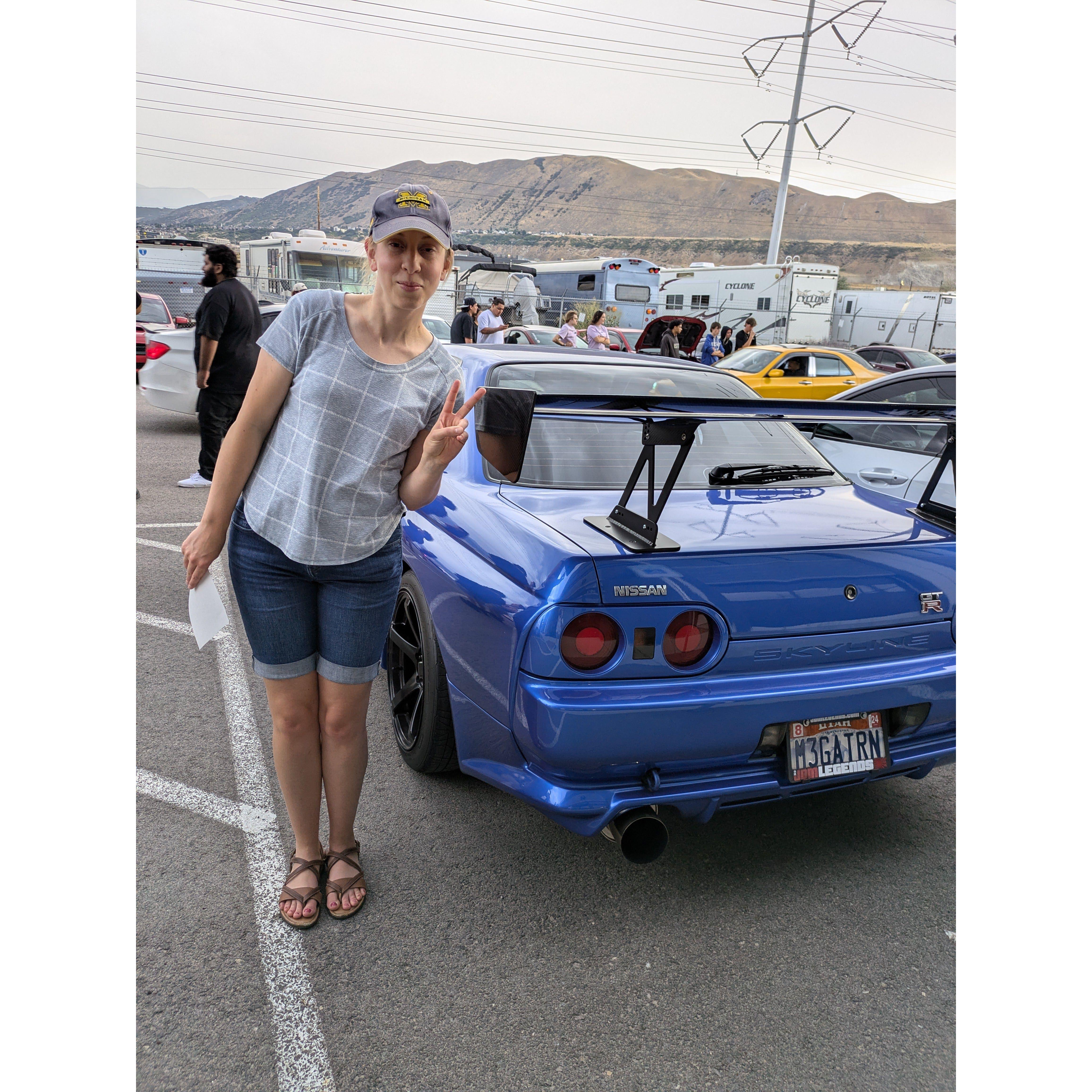 We like to go to car shows and Pete loves to take pictures of Julie