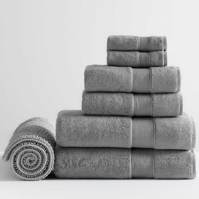 Flagstone PB Classic Organic Bath Hand Washcloth Towels & 1 Bath Mat, Set of 7