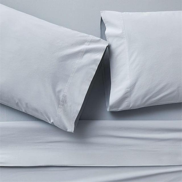 Organic Cotton Mist Blue Queen Bed Sheet Set