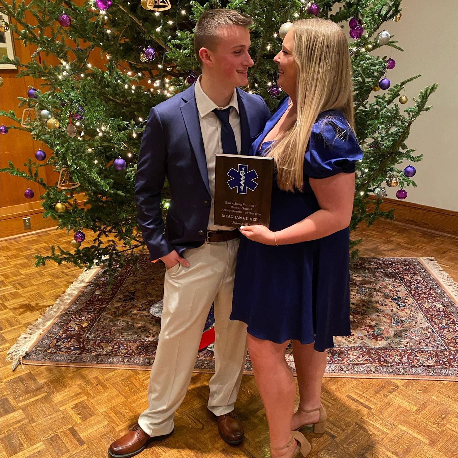 Meaghan wins Blacksburg Member of the Year award at the annual banquet in December of 2021