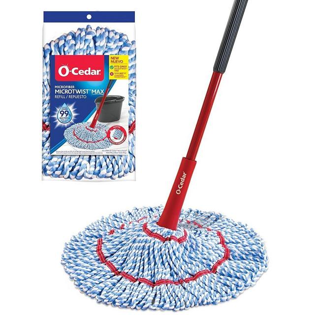 O-Cedar MicroTwist MAX Microfiber Twist Mop with 1 Extra Refill | Features Hands-Free Wringing | Extra Large 18-Inch Mop Head | Safe on All Floor Types,Red
