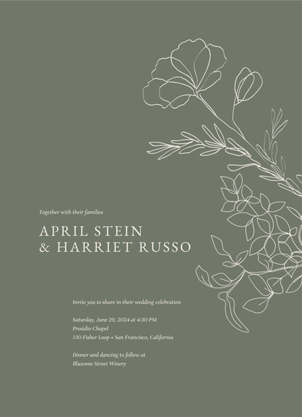 Essenza Bloom | Dark Sage | Zola Wedding Invitations