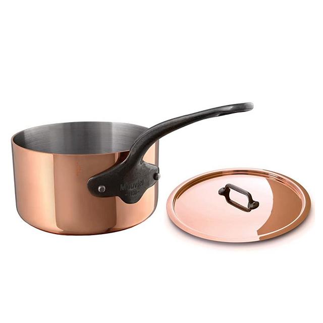 Mauviel M'Heritage M250C 2.5mm Copper Saucepan with Lid, 1.2 quart,