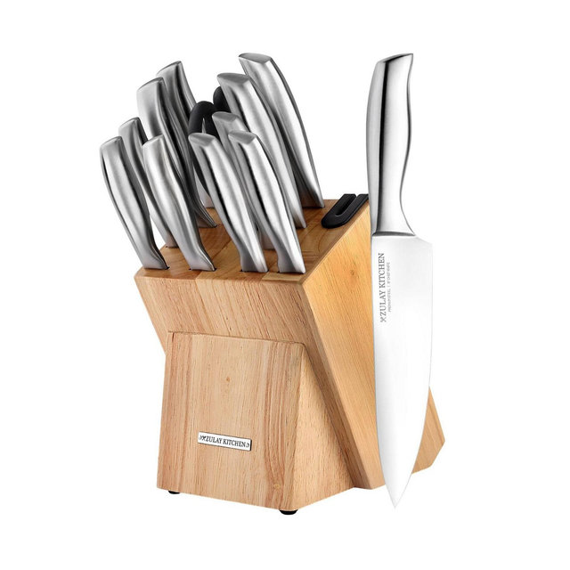Zulay Kitchen 12 Piece Ultra Sharp Kitchen Knife Set with Block and Sharpener
