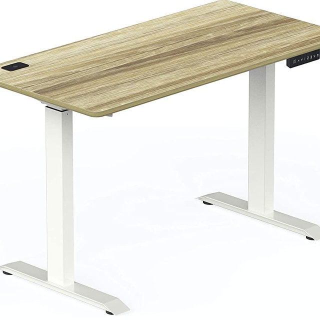 SHW Electric Height Adjustable Computer Desk, 48 x 24 Inches, Oak