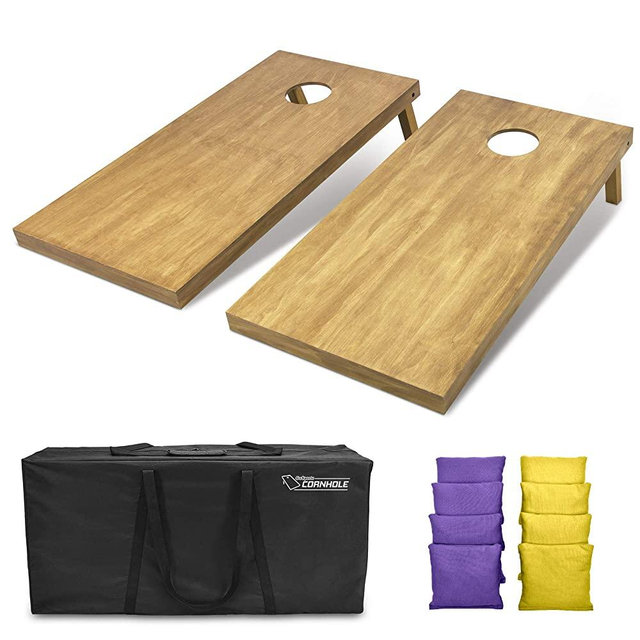 GoSports 4'x2' Regulation Size Wooden Cornhole Boards Set | Includes Carrying Case | Full Regulation Size Bean Bag Toss Boards