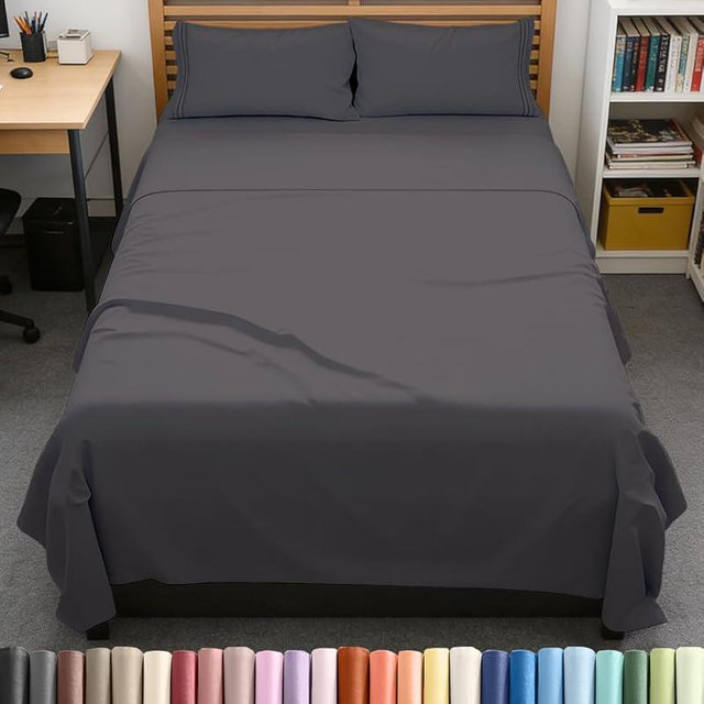 Full XL Size 4 Piece Sheet Set - Comfy Breathable & Cooling Bed Sheets Set - Hotel Luxury Bedding for Women, Men, Kids, Teens, Boys & Girls - Deep Pockets, Soft, Wrinkle Free - Oeko-Tex - Dark Grey