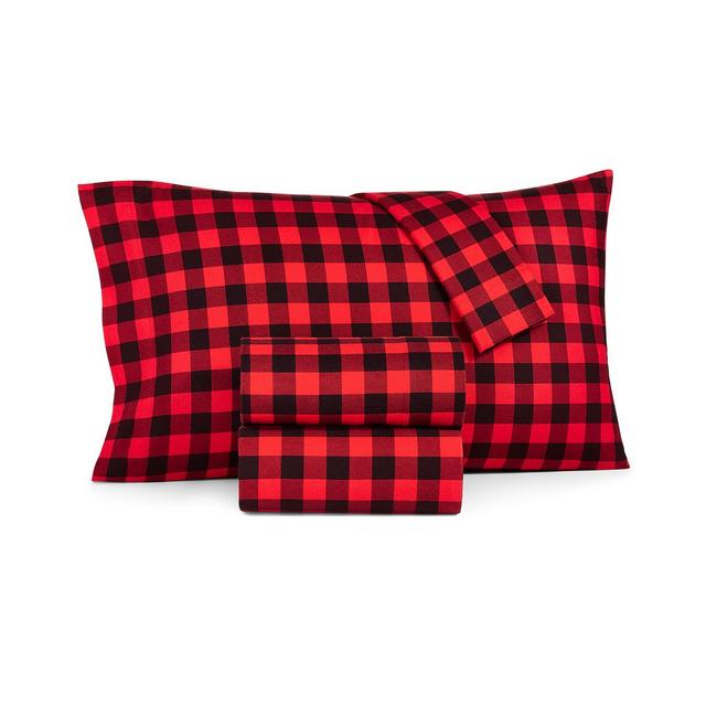 Martha Stewart Collection Holiday Printed Cotton Flannel 4-Pc. Sheet Set, Queen, Created For Macy's
