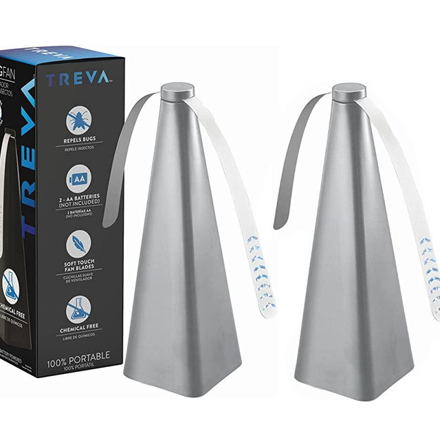 Treva Chemical-Free Table Top Bug Repellent/Deterrent Fan with Holographic Blades, Silver (2 Pack)