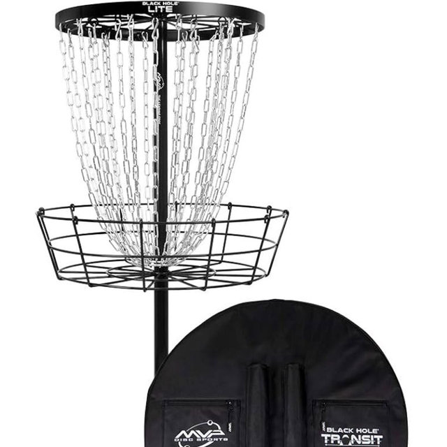 MVP Disc Sports Black Hole Lite 24-Chain Disc Golf Basket with Transit Bag
