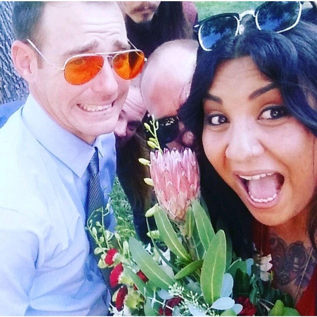 When Tina caught the bouquet at the Davis wedding! You can see on Paul's face how excited he was.