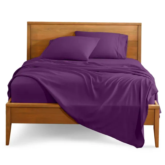 King Plum 4 Piece Ultra-Soft Double Brushed Sheet Set by Bare Home