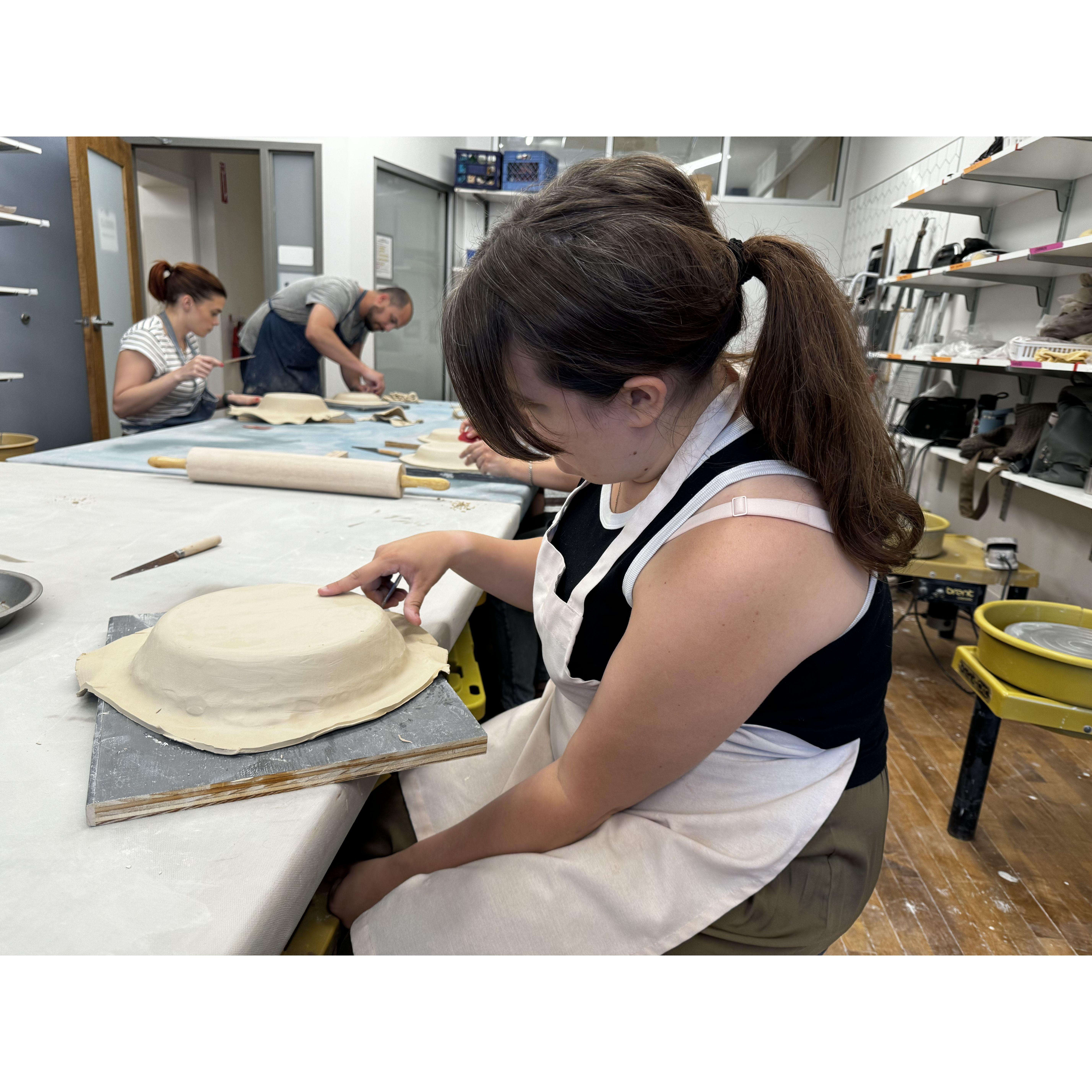A pottery night date night for the couple