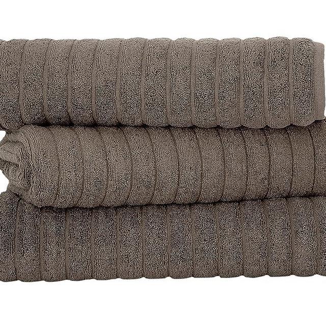 Classic Turkish Towels - Premium Oversized Ribbed Bath Sheets, Luxury 100% Turkish Cotton, Extra Large, Absorbent, Quick Dry Bathroom Towels, 40x65 inches, Set of 3 (Chocolate)