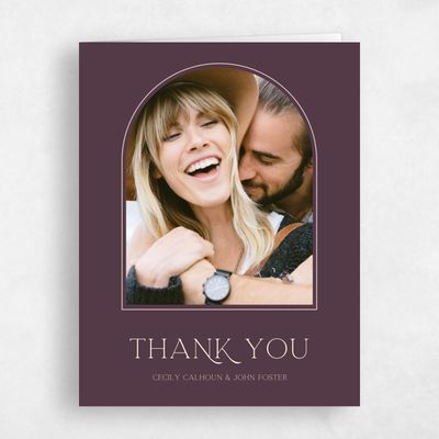 Dark Plum, Purple Wedding Thank You - Alameda Arch