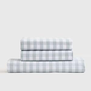 Organic Percale Fitted Sheet Set (Color: Blue Fog, Size: King)