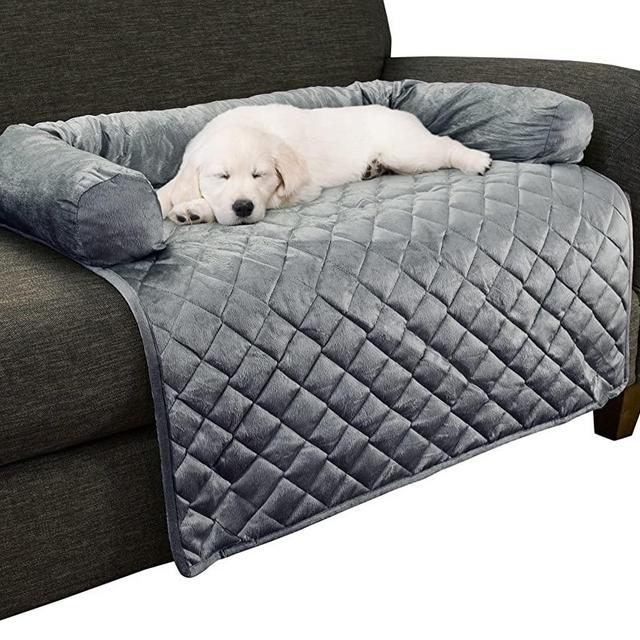 PETMAKER Couch Cover Collection – Pet Furniture Protector with Memory Foam Neck Bolster, Quilted Fabric, and Water-Resistant Base Layer - Pet Supplies