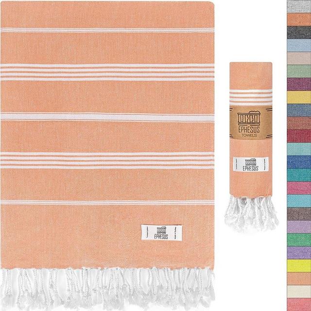 EPHESUS TOWELS Turkish Beach Towel - Turkish Cotton - 39x71 inch Oversized - Turkish Towel for Beach, Bath, Pool, Gym, Yoga - Prewashed, Lightweight, Quick Dry (Salmon, New Sultan Pack 1)