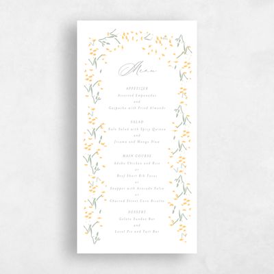Yellow Summer Wedding Menu - Regal