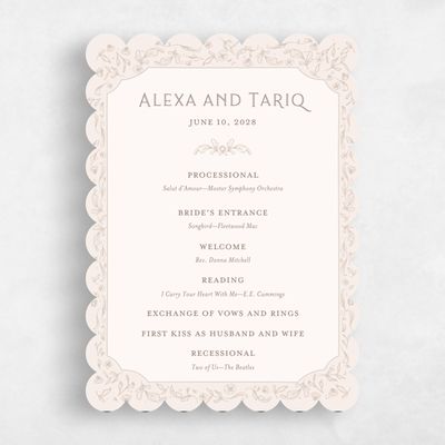 Beige Scalloped Wedding Program - Delphi