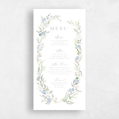 Blue Greenery Wedding Menu - Darcy Foil