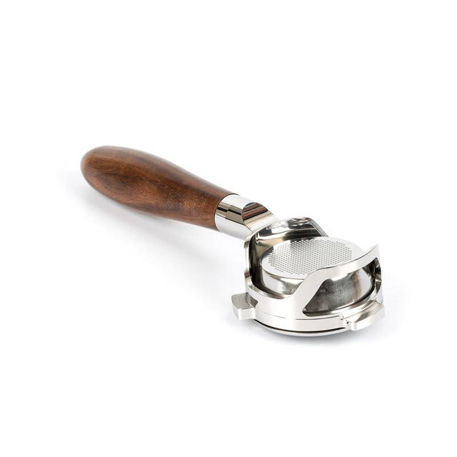 Bottomless Portafilter 54mm with Hollow-Carved for Breville Barista Series/Bambino Plus/Infuser - Walnut Handle