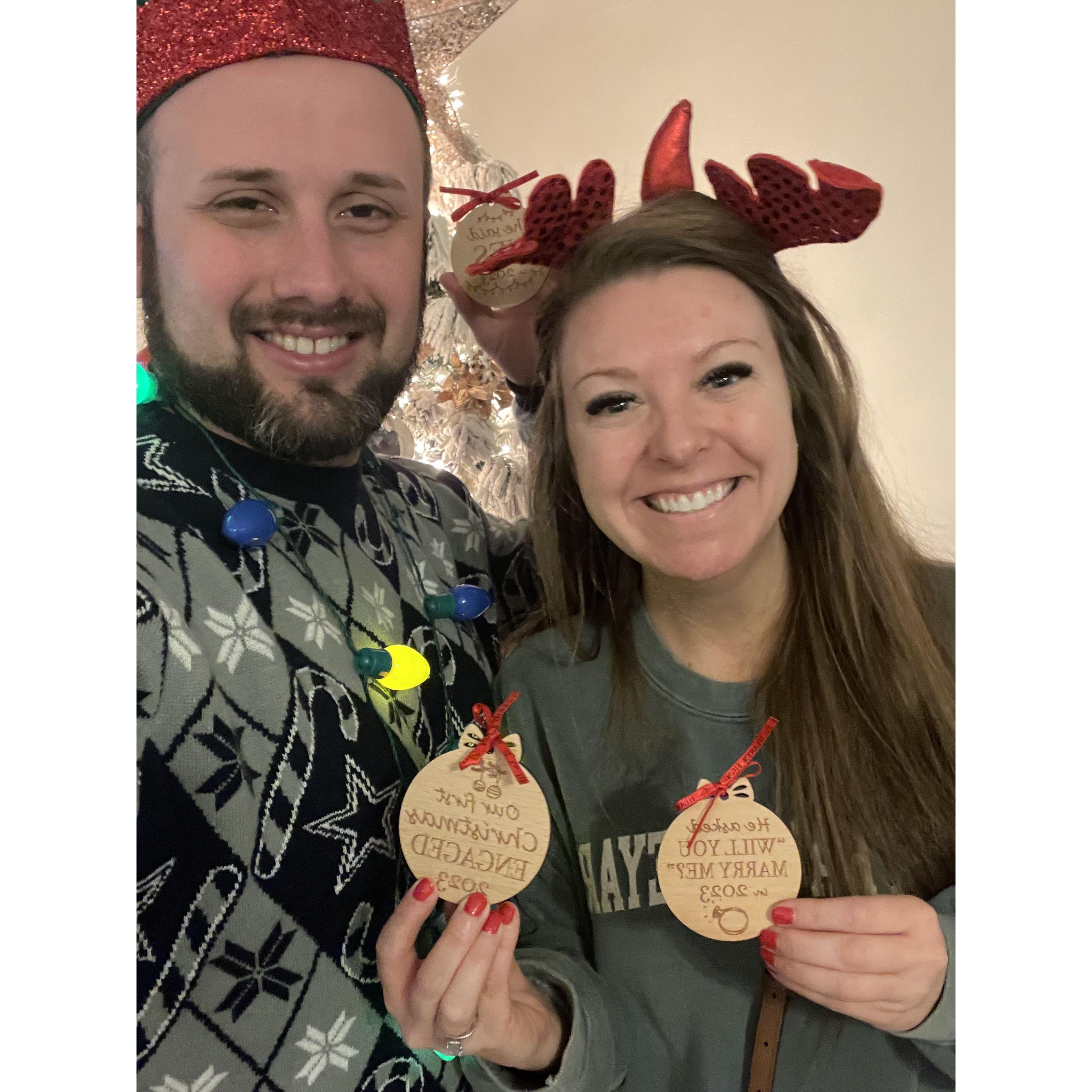 Engagement ornaments from Amanda's Dad! (So thoughtful!)