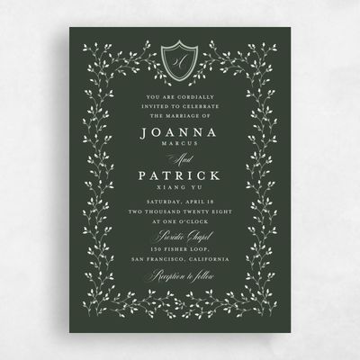Deep Forest, Green Wedding Invitation - Ginevra Portrait