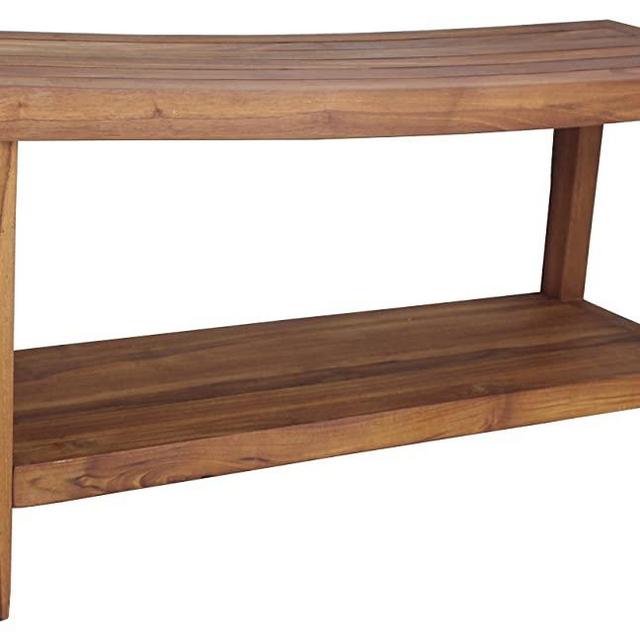 AquaTeak Patented 36" Sumba Teak Shower Bench with Shelf