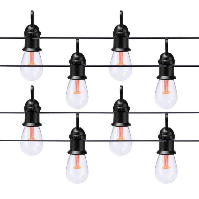 30' Heavy Duty Solar LED Cafe Lights - Black Wire - Merkury Innovations