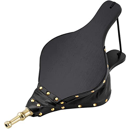 Amagabeli Fireplace Bellows Large Wood Air Blower Cast Nozzle for Fire Pit Outdoor Camping BBQ Grill Chimney Hand Bellow Pump Barbeque Fire Tools Accessories with Hanging Strap (15.5"x 7", Black)