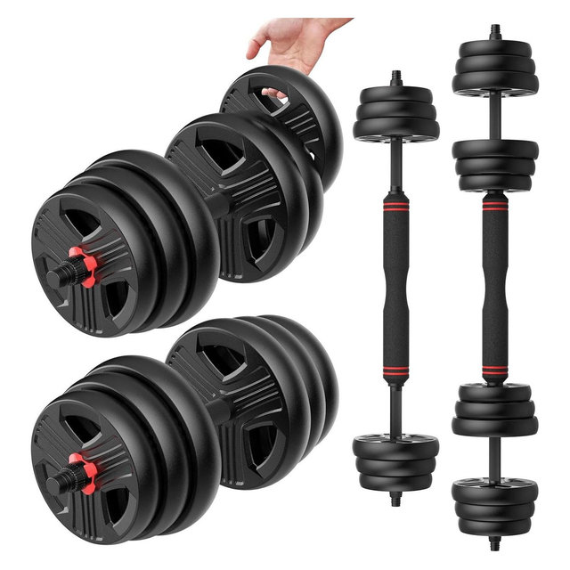 All-in-One Adjustable Dumbbell Set, 80 lb with Barbell & Kettlebell Connector for Home Gym