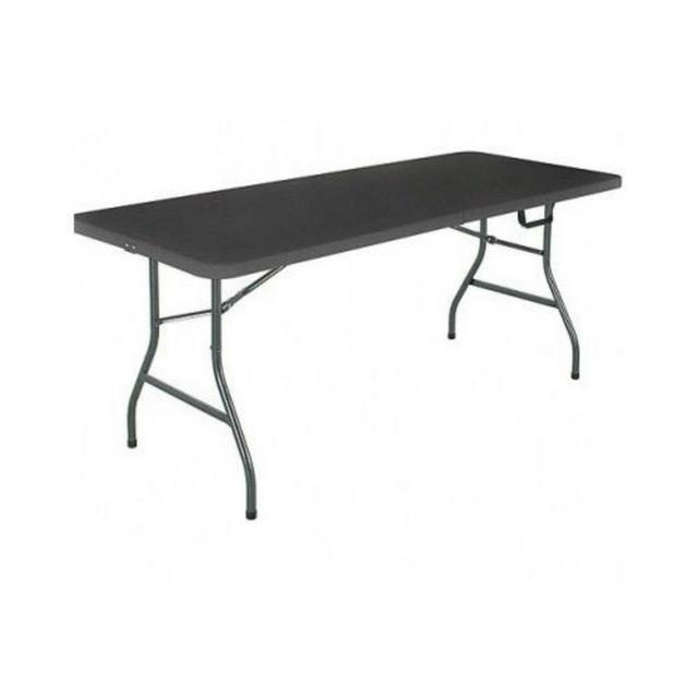 Mainstay 6' Centerfold Folding Table, White or Black (Black)